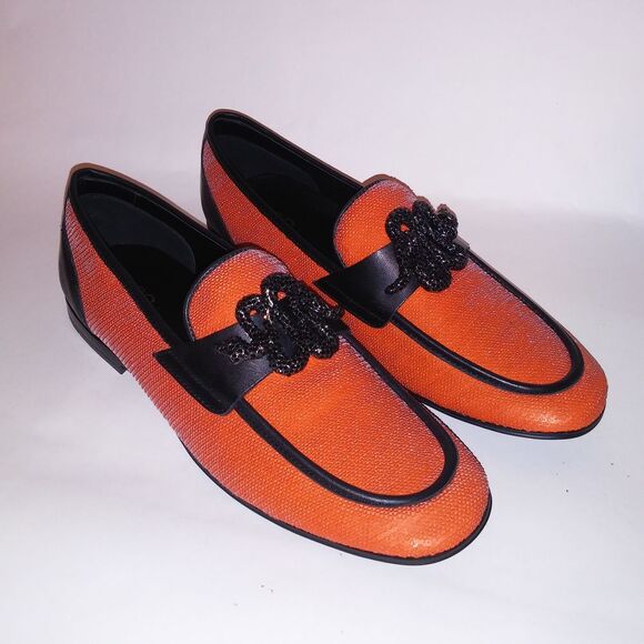 Aldo Mens Dress Shoes Loafers Orange Black Snake Sequin Mossimo Slip On Flex Sol - Picture 12 of 16